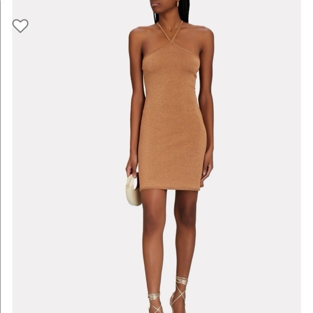 INTERMIX Ruthie Metallic bronze  Knit Mini Bodycon Dress M